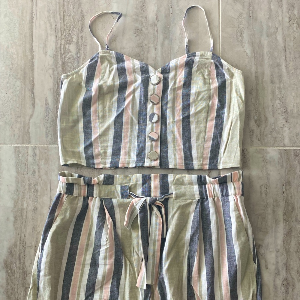 Express two-piece striped tank and shorts set